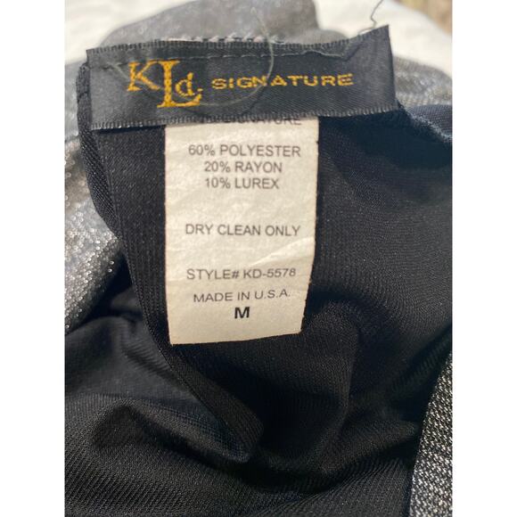 KLD Signature Women’s Medium Black Jeweled Sleeveless Silver Shift Party Dress - Picture 8 of 11